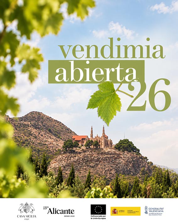 La bodega Casa Sicilia de Novelda acoge este lunes 28 de septiembre laVendimia Abierta 2026 de la DOP Vinos de Alicante